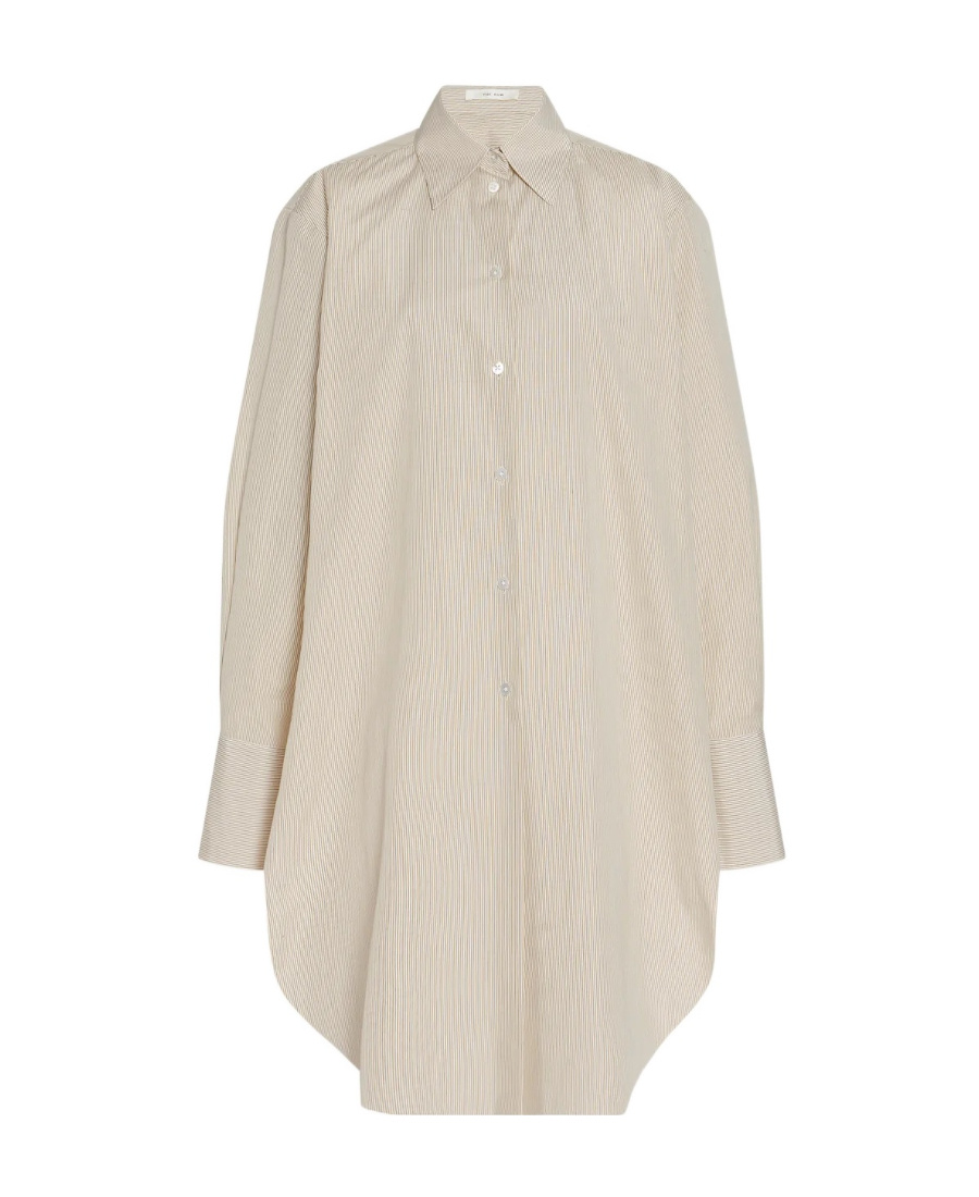 The Row Astrea Long Shirt In Brown