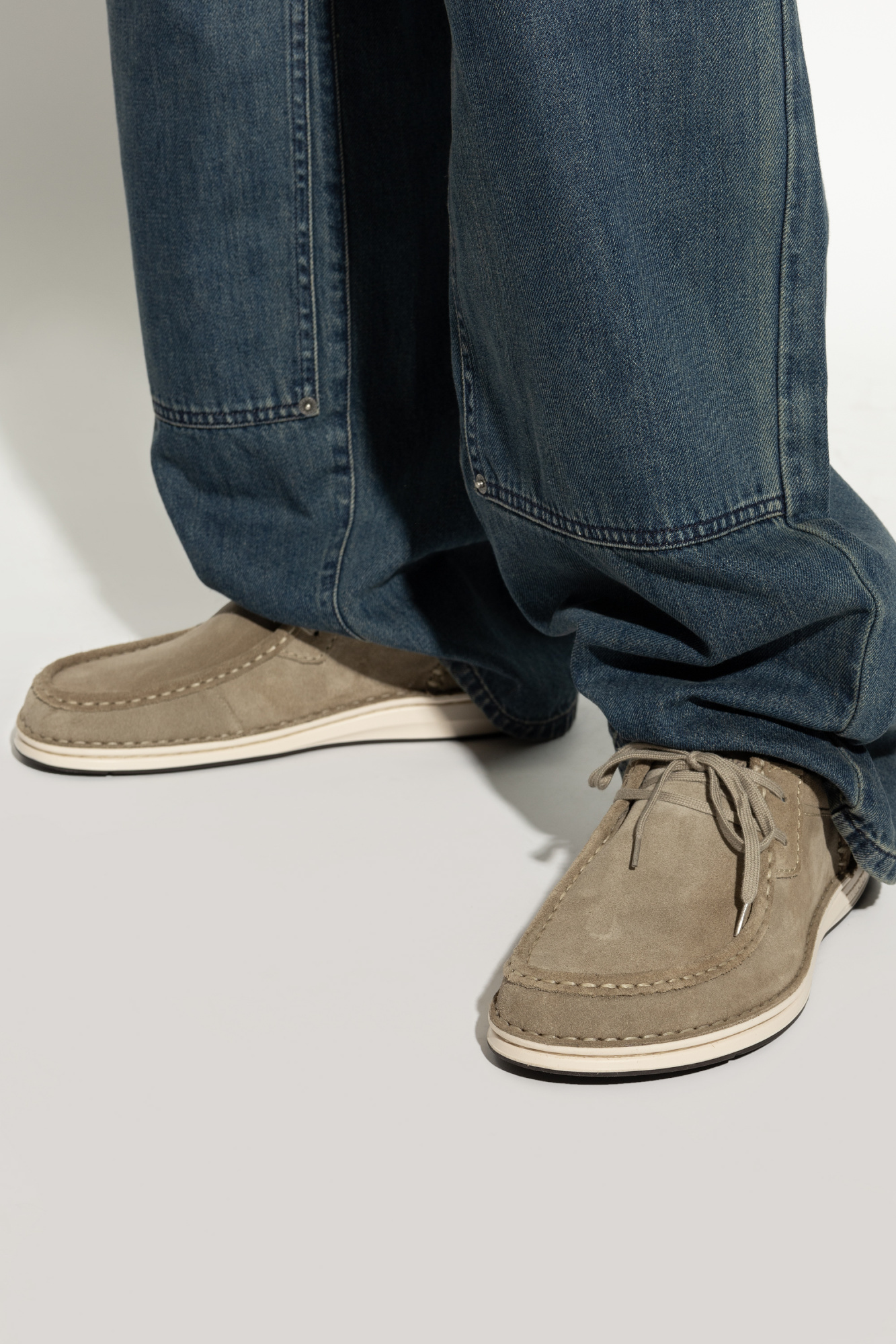 Birkenstock Gray Leather Oxfords And Derby In Brown