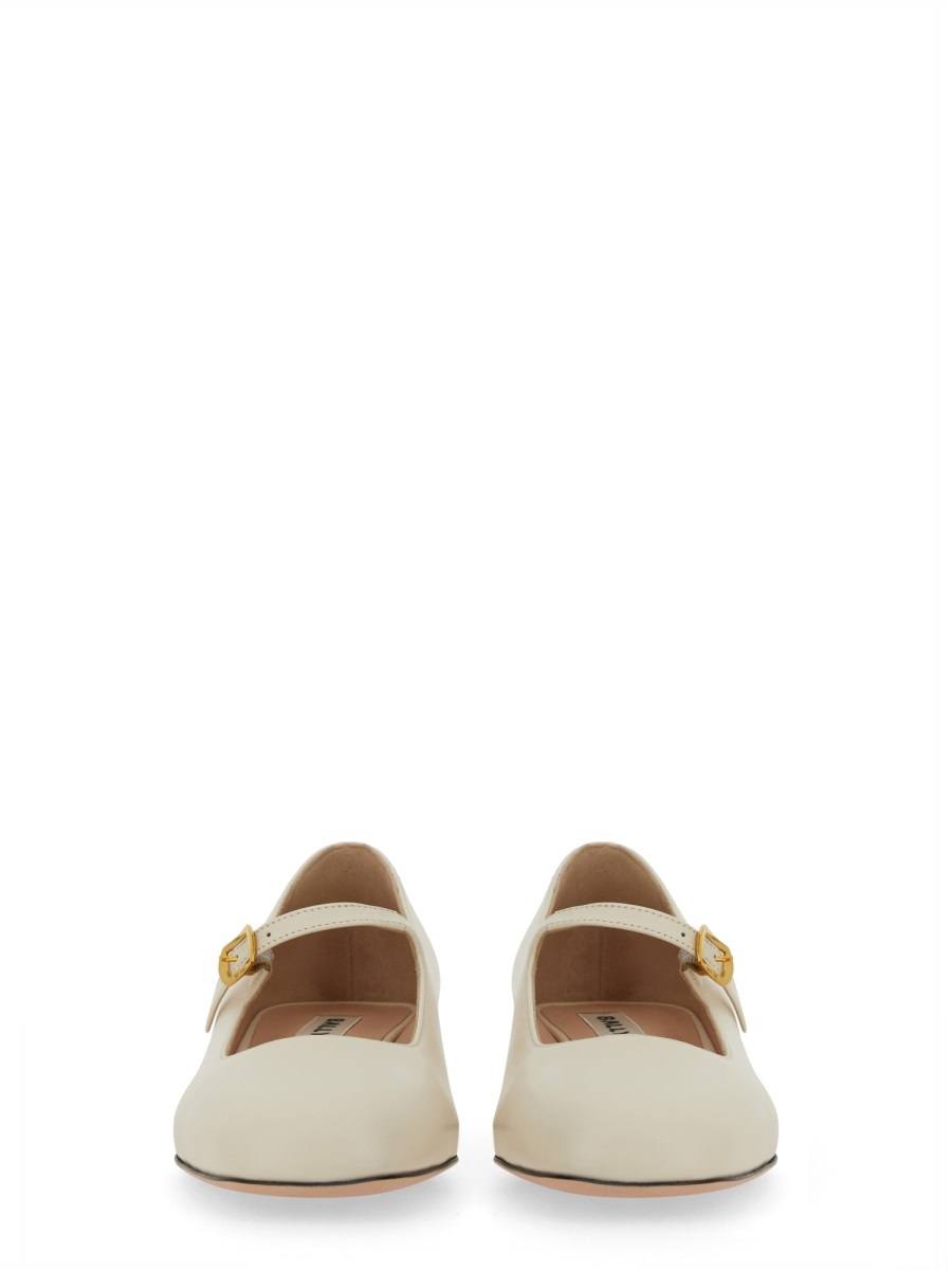 Bally Leather Strap Block Heel Square Toe Pump In Brown