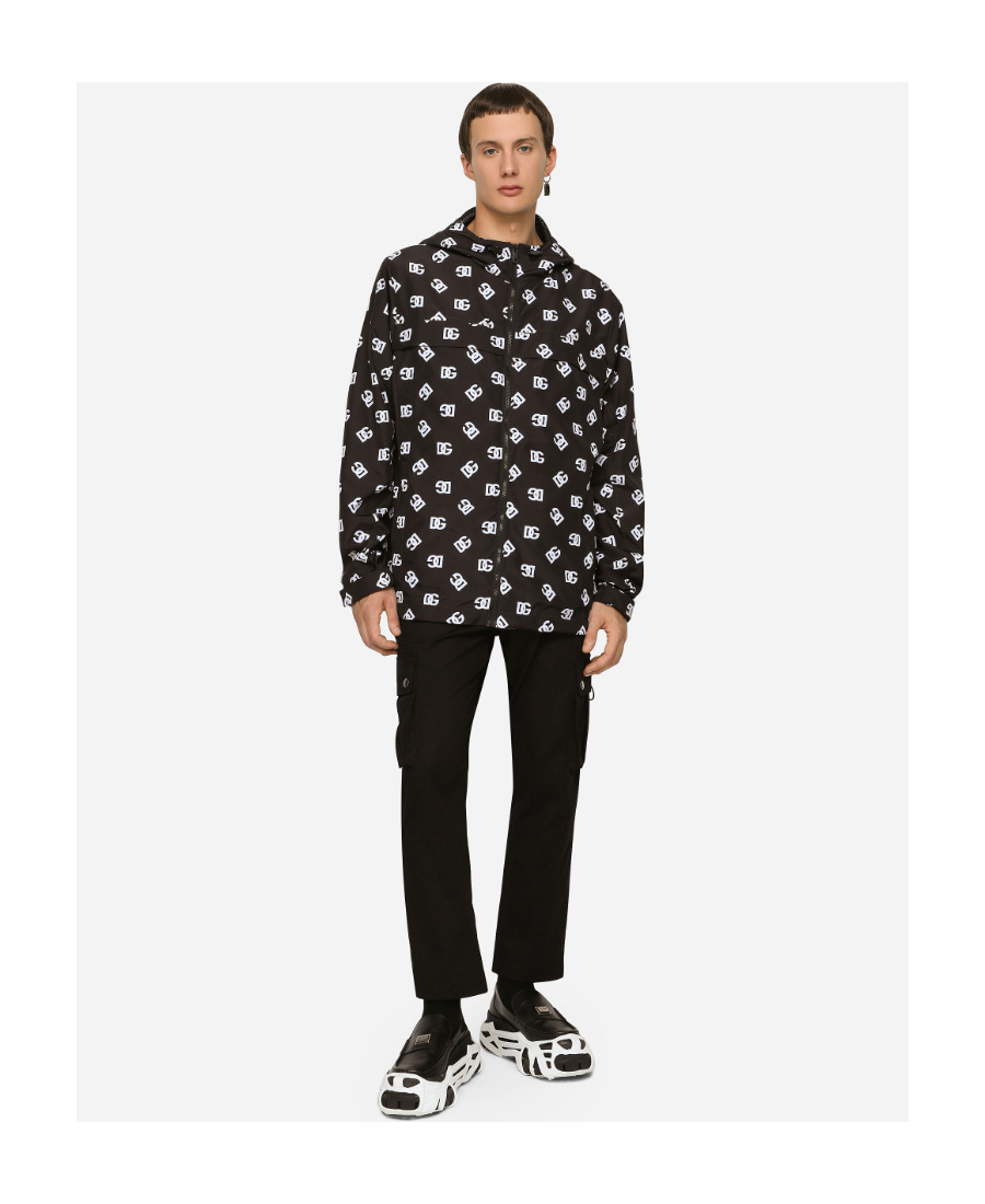 Dolce & Gabbana Monogram-print Zip-up Hoodie In Black