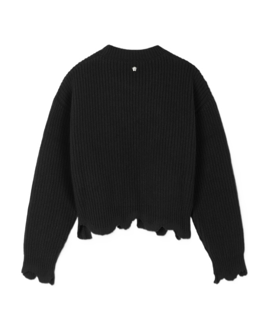 Versace Distressed Knitted Sweater In Black