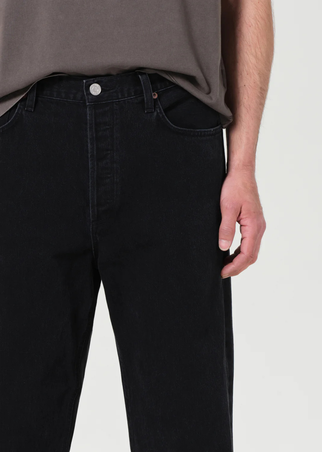 Agolde Regenerated Denim Straight Leg Trousers In Black