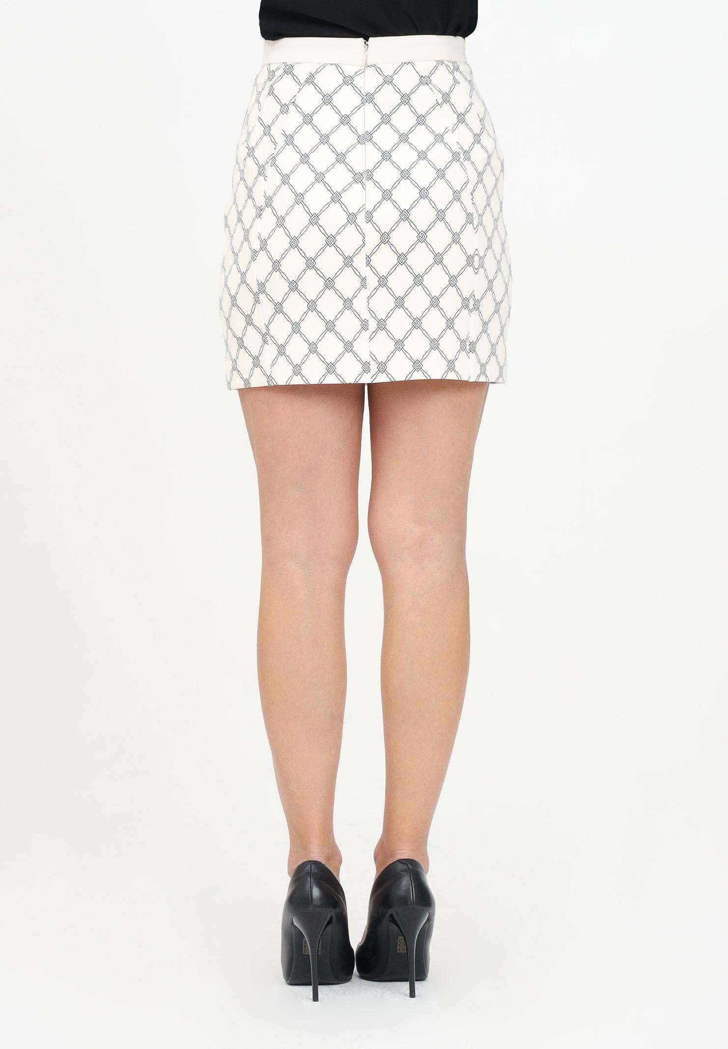 Elisabetta Franchi Diamond Printed Skirt In Nude