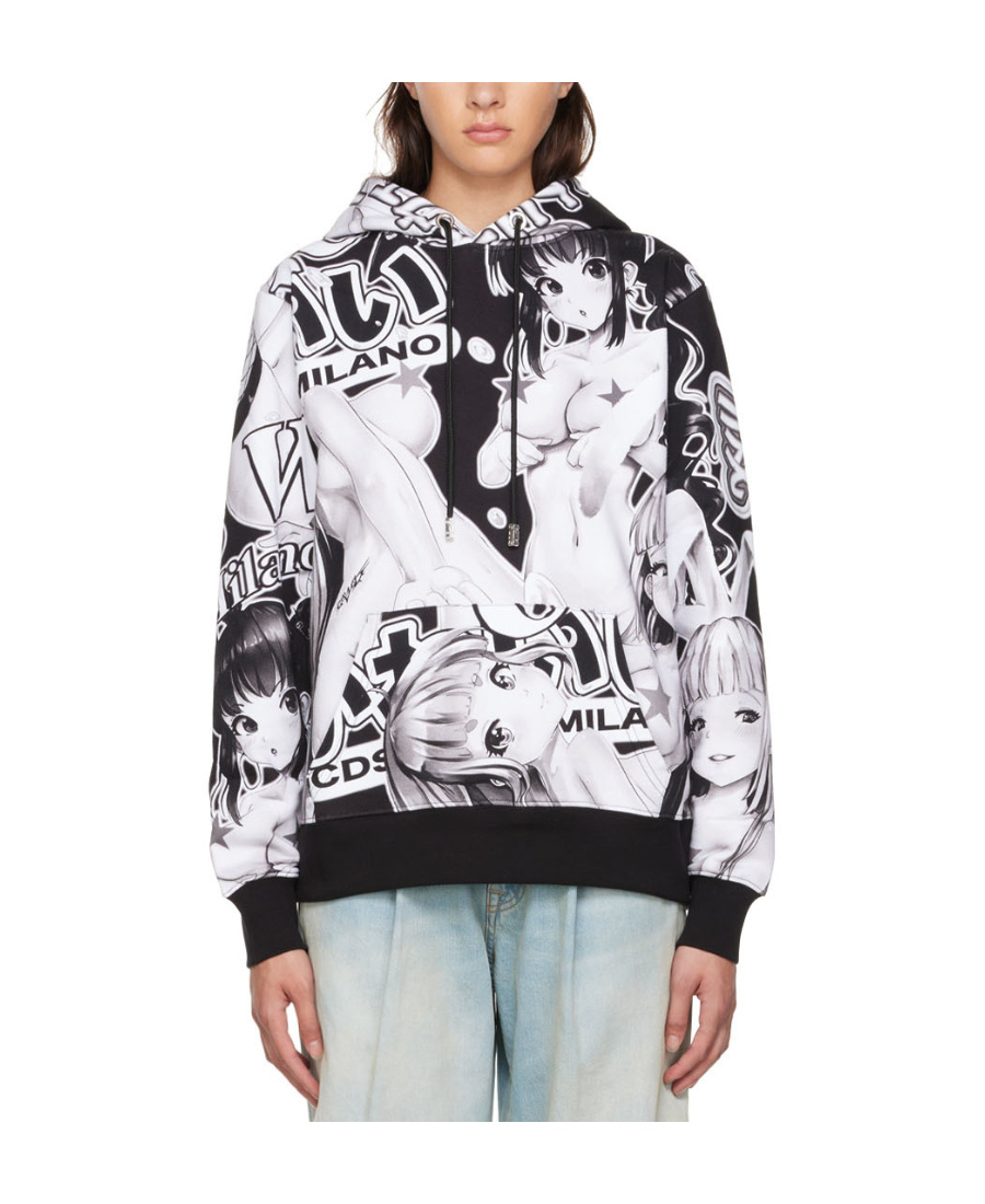 Gcds Pattern Printed Hooded Sweater In White
