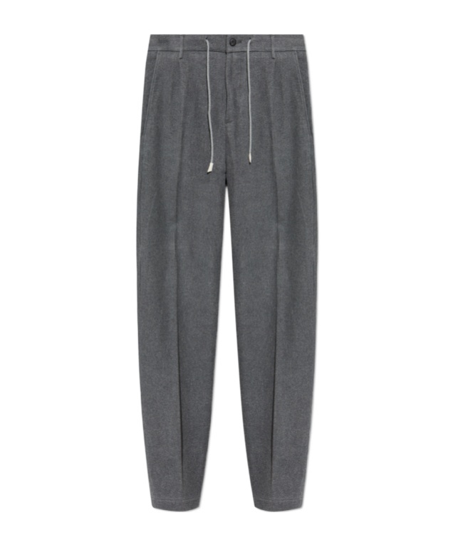 Eleventy Pleated Drawstring Trousers In Black