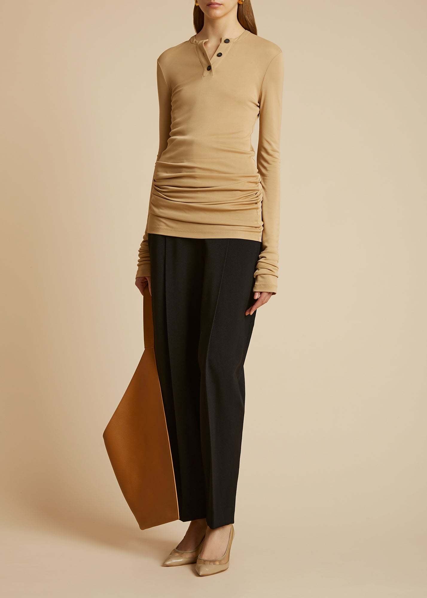 Khaite Long-sleeved Blouse In Brown