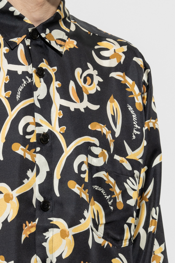 Nanushka Jari Relaxed Fit Long Sleeve Printed Shirt In Black