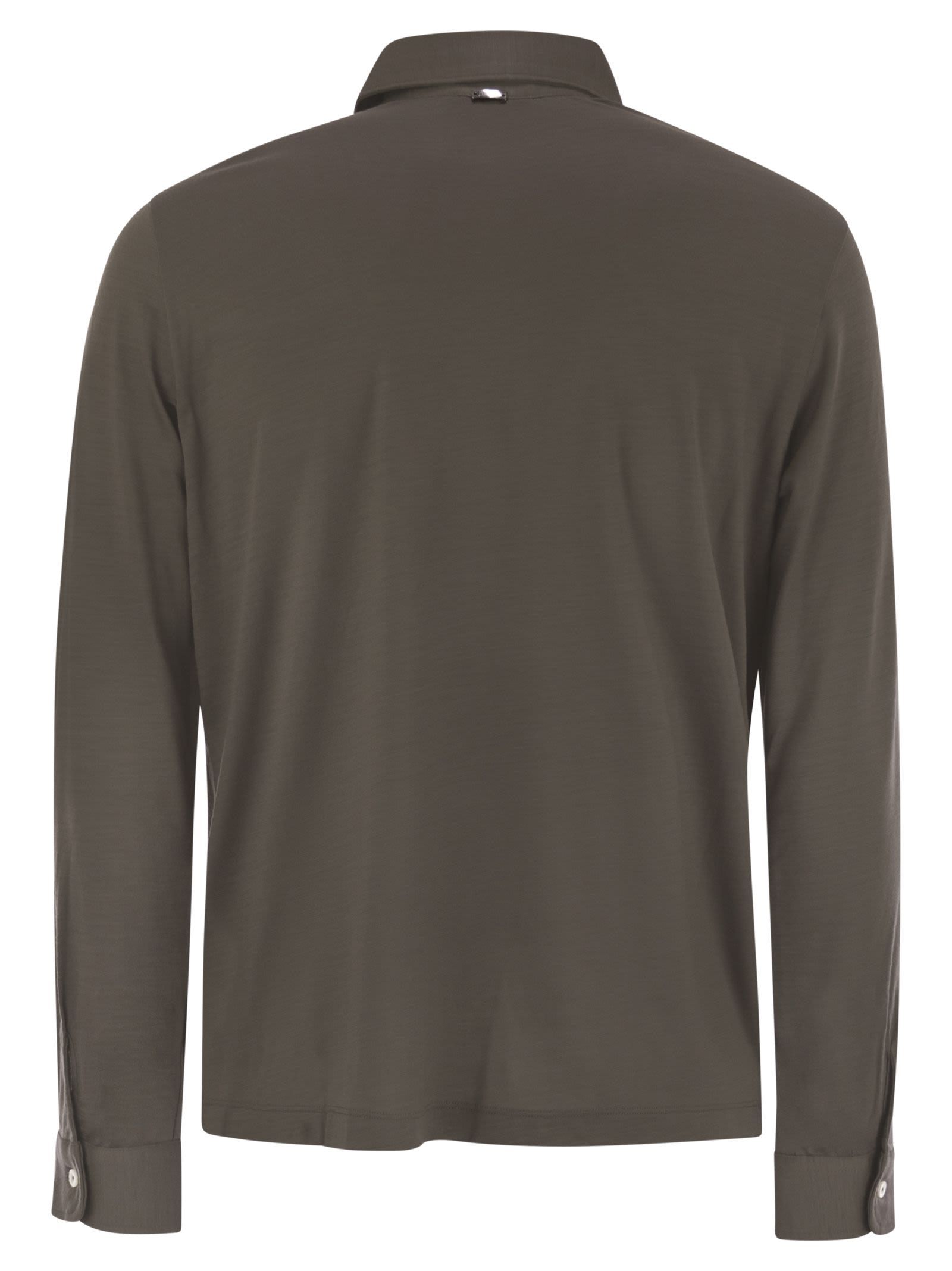 Herno Men Resort Polo Shirt In Soft Wool Knit In Brown