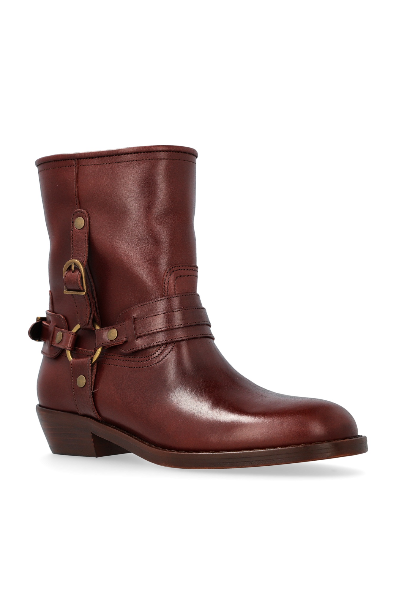 Isabel Marant Brown Boots With Slouched Shaft And Decorative Straps In Gray