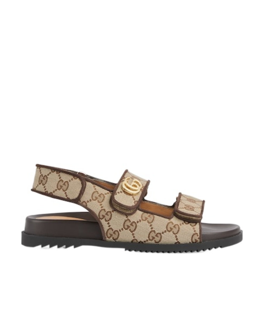 Gucci Moritz Monogram Easy Slingback Sandals In Nude