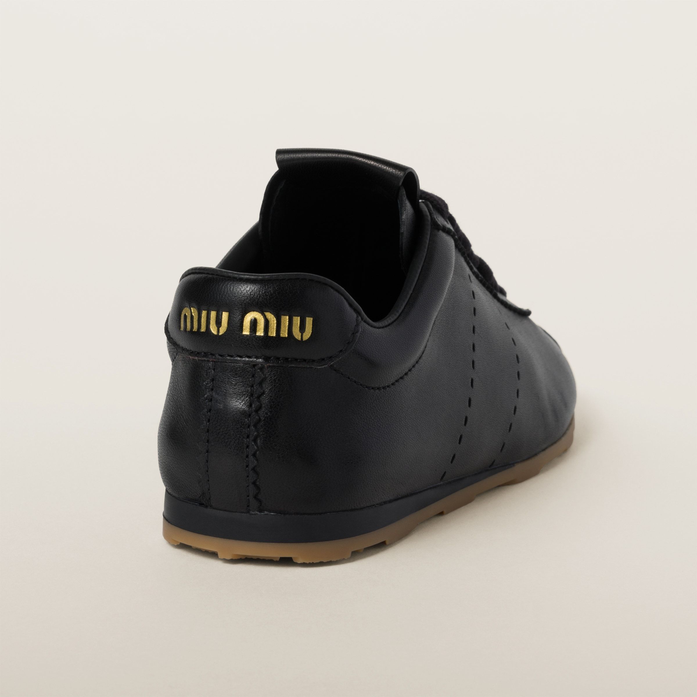 Miu Miu Feather Nappa Leather Sneakers In Black