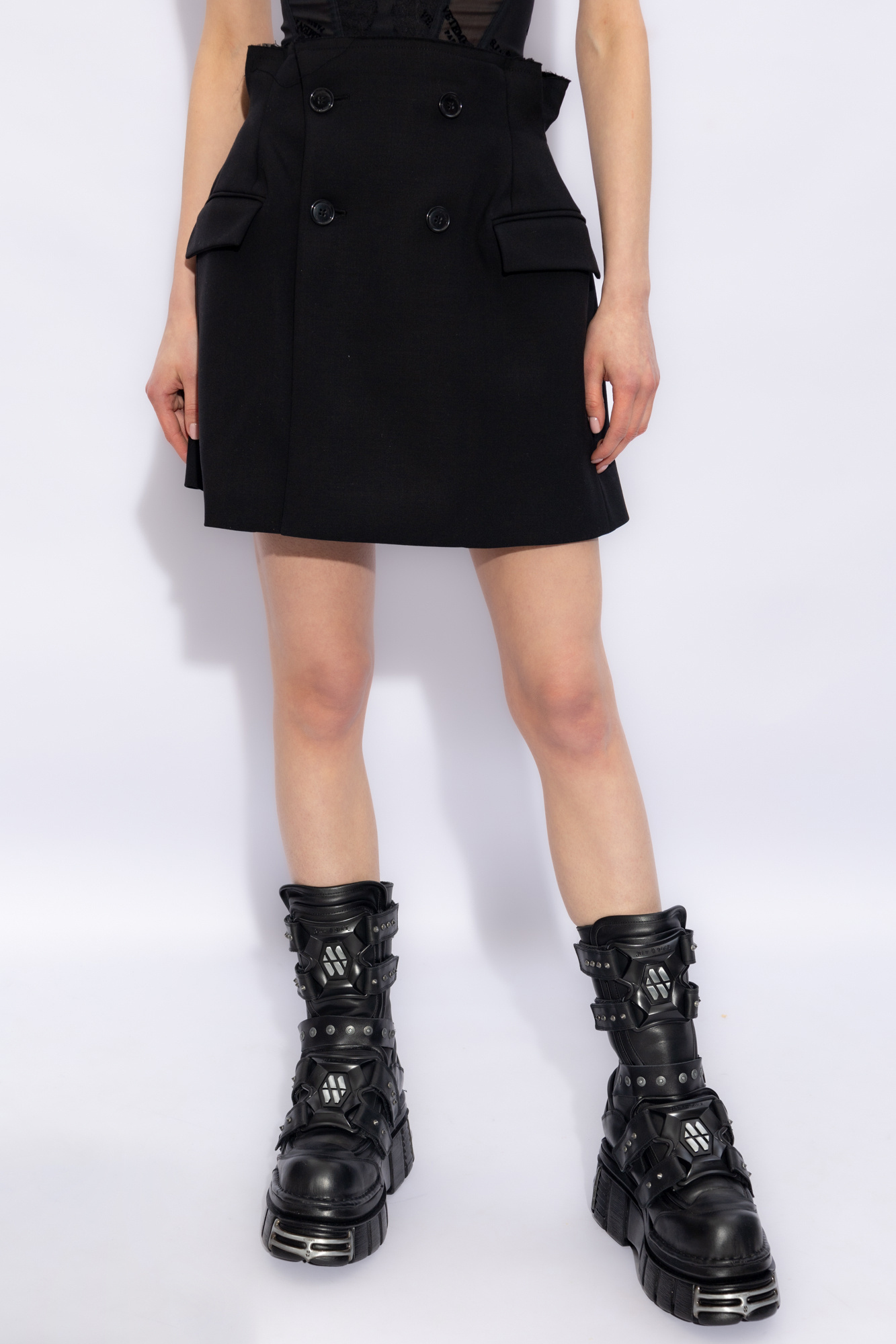 Shop Vetements Double-breasted Miniskirt In Black