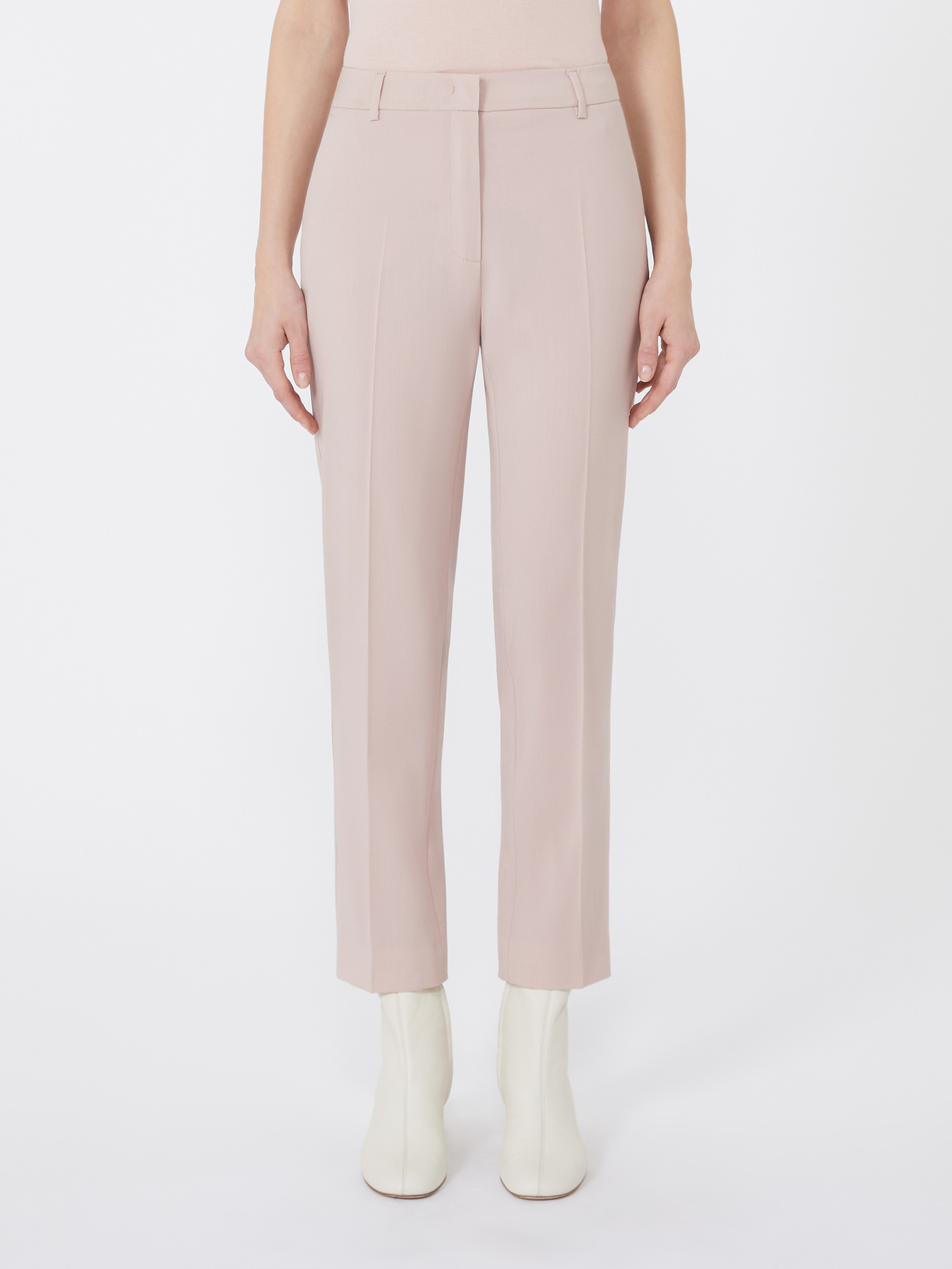 Weekend Max Mara Woollen Cloth Cigarette Trousers In White