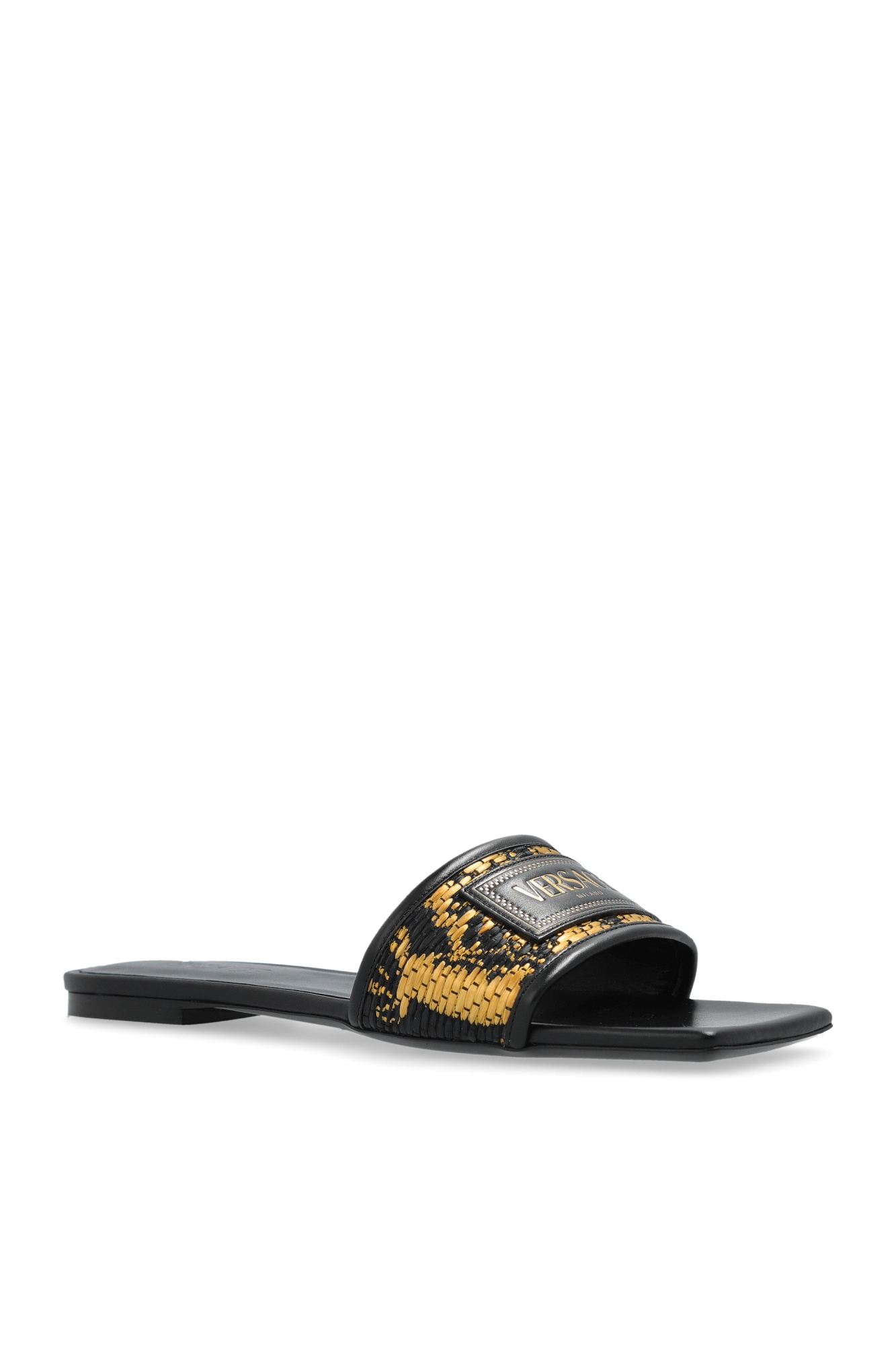 Versace Theia Barocco Square Open Toe Slides