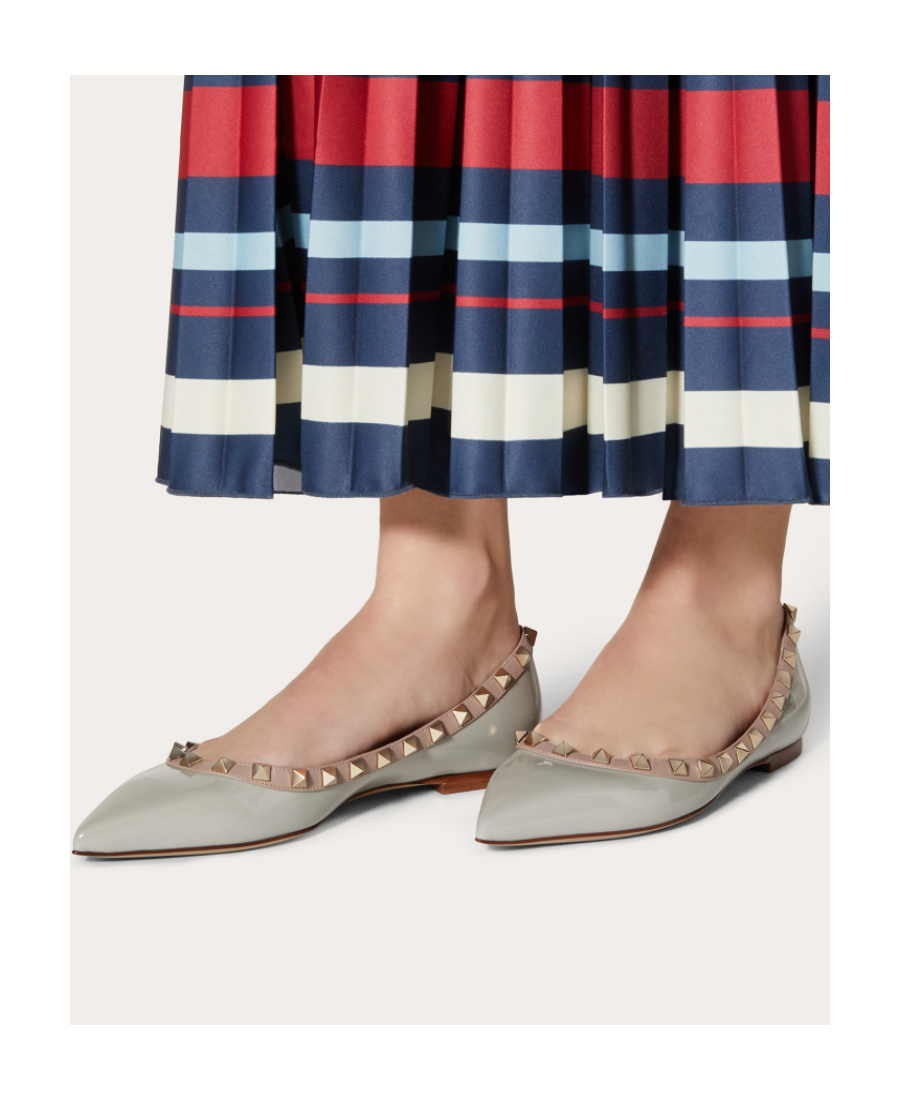 Valentino Rockstud Ballerina Shoes In Gray