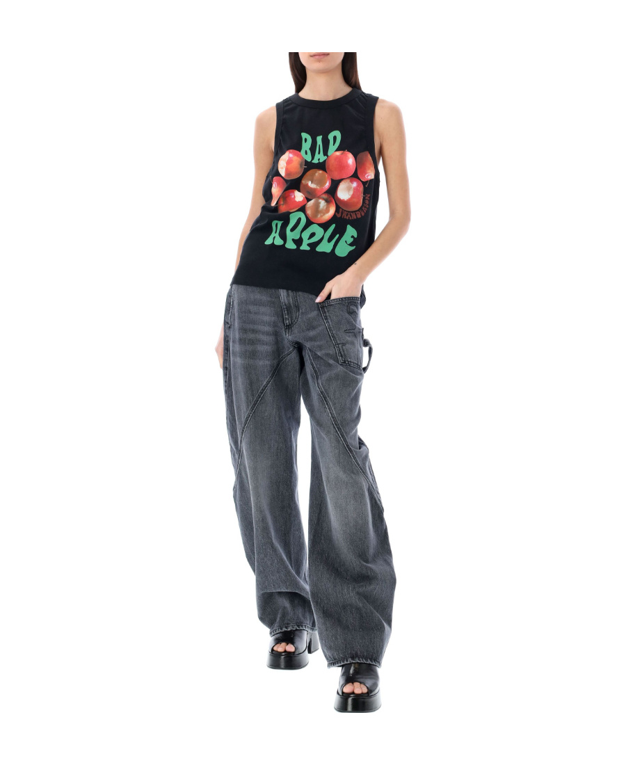 Jw Anderson Asymmetrical Washed Denim Trousers In Gray