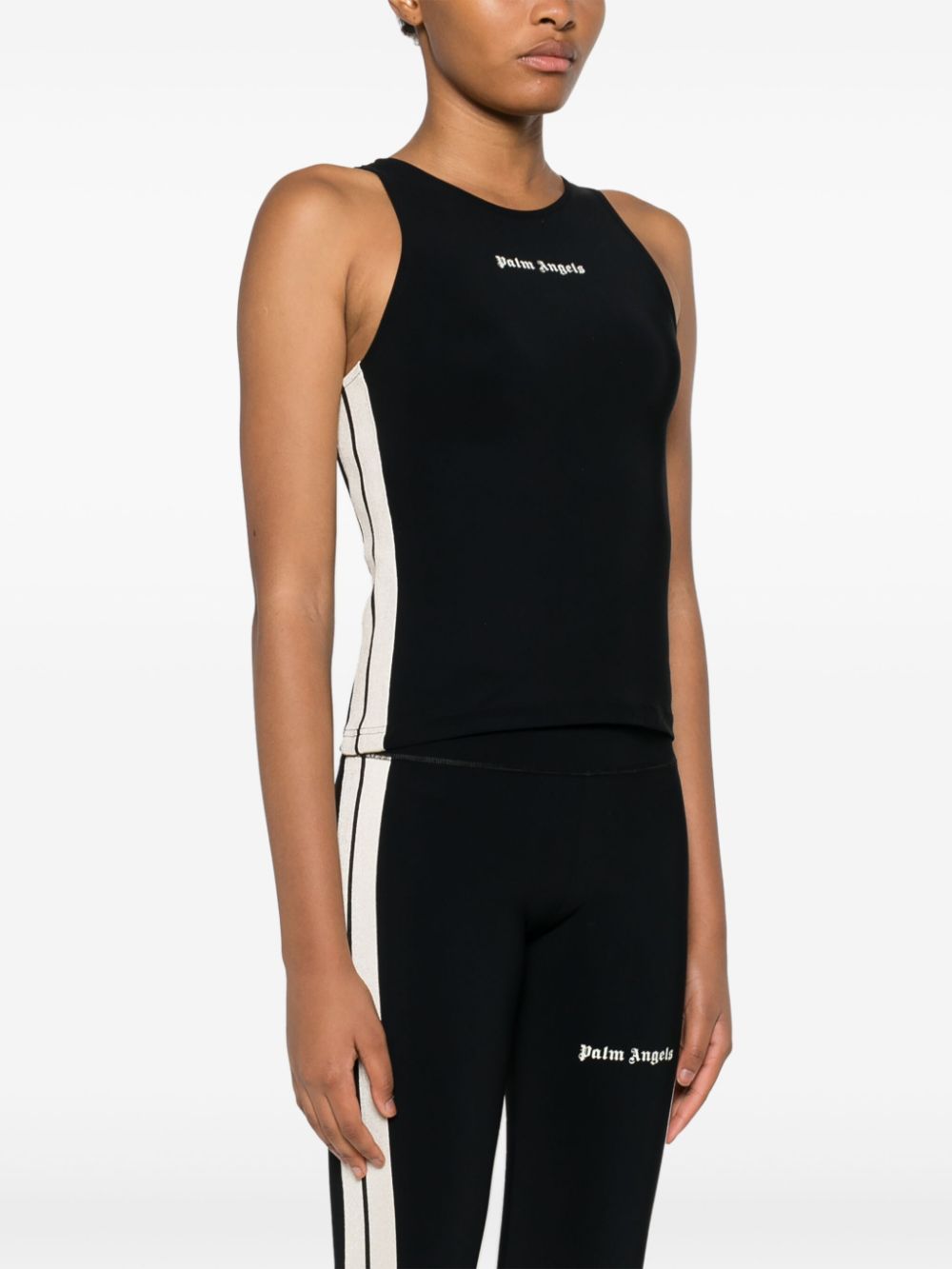 Palm Angels Printed Sleeveless Vest In Black