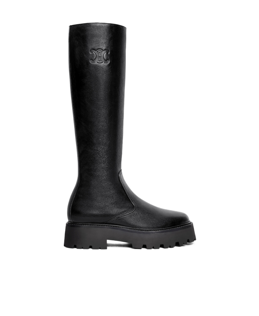 Celine Triomphe Large Zipper Boots In Black