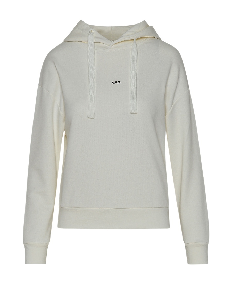 Apc Logo-print Cotton Hoodie In Gray
