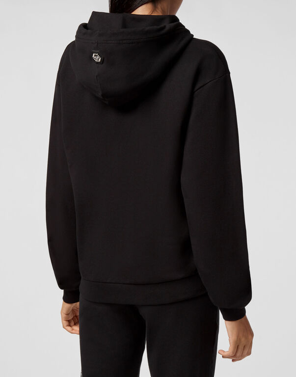 Philipp Plein Logo Details Hooded Hoodie In Black