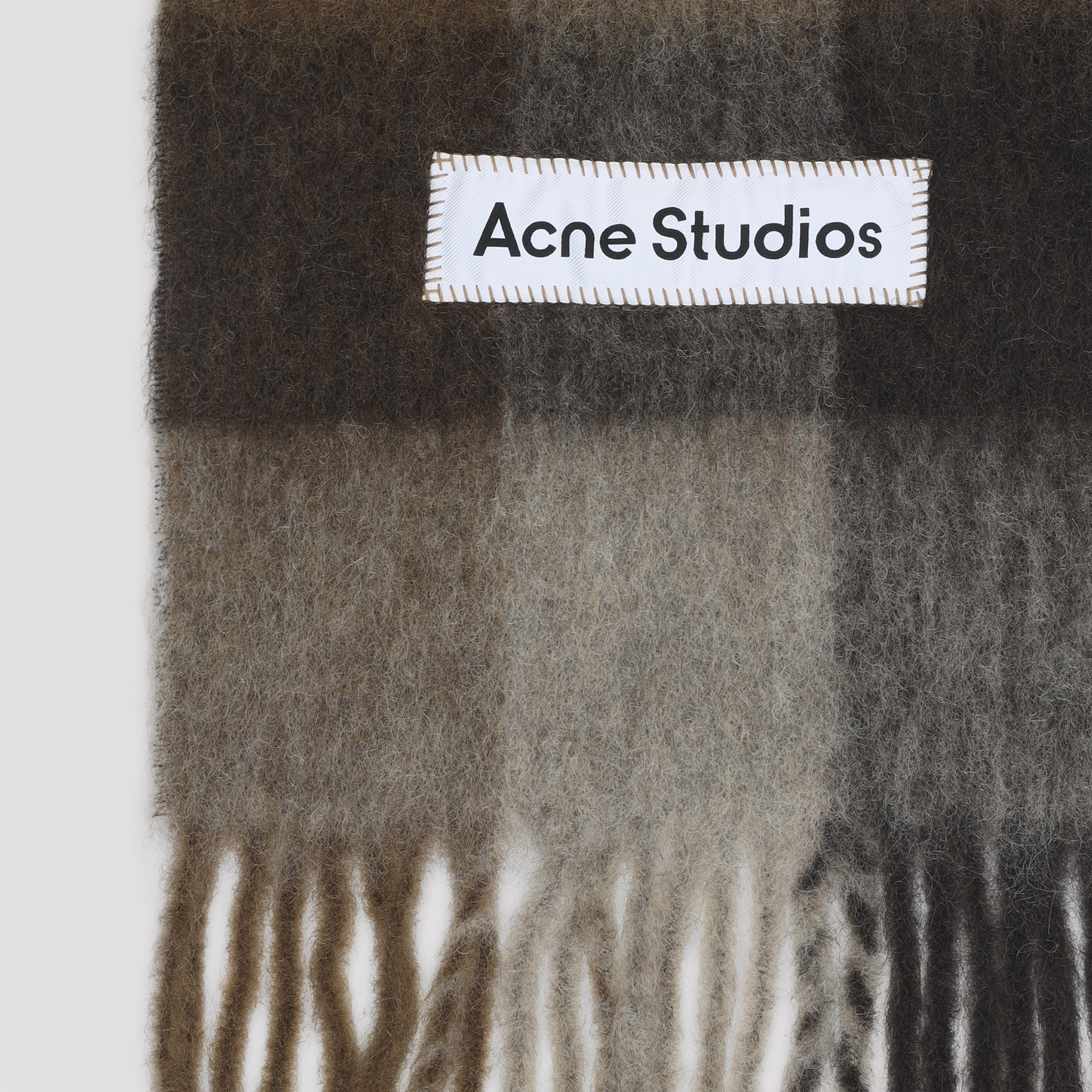 Acne Studios Checkered Alpaca-wool Blend Scarf In Brown