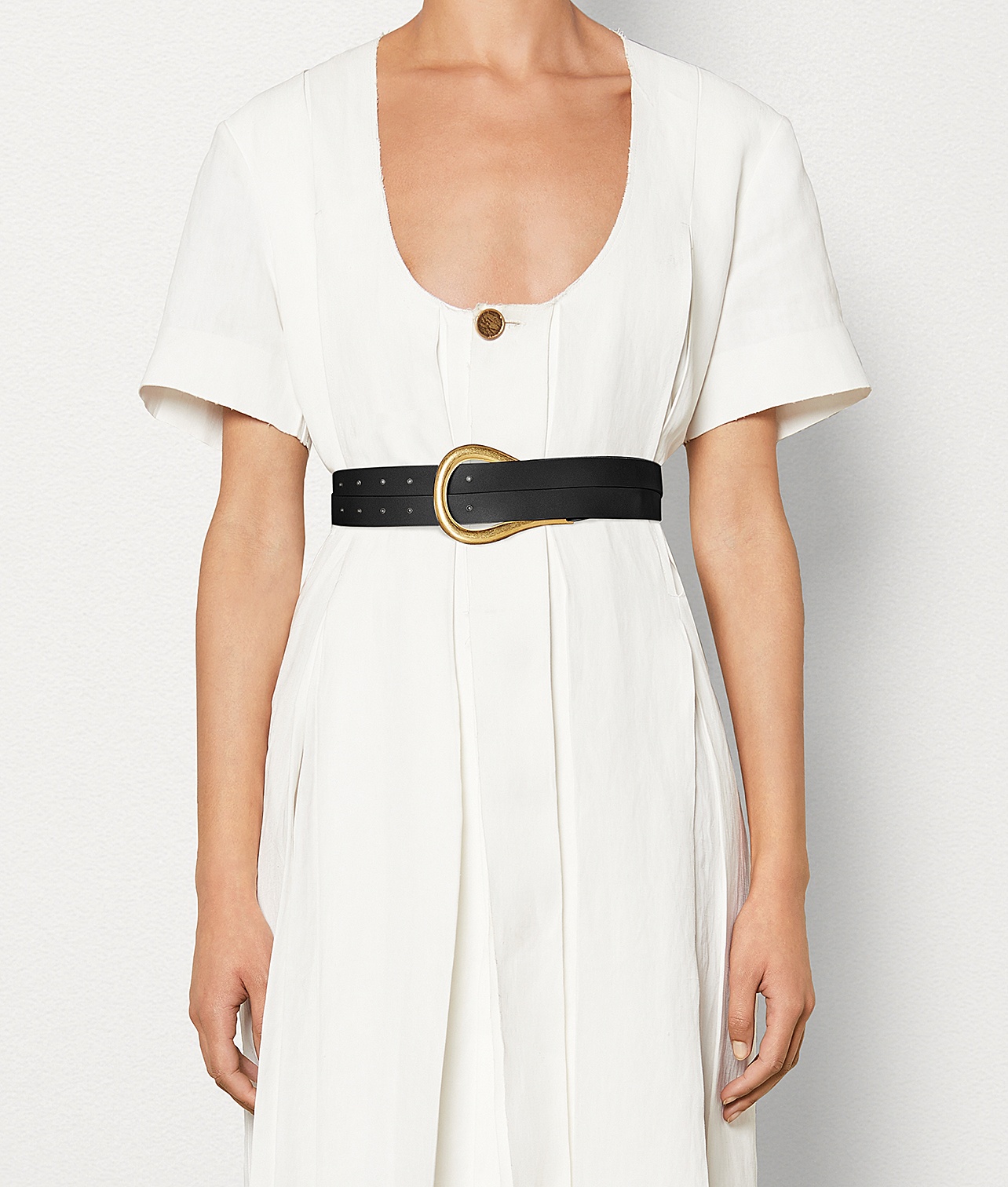 Bottega Veneta Double-strap Leather Belt In Nude