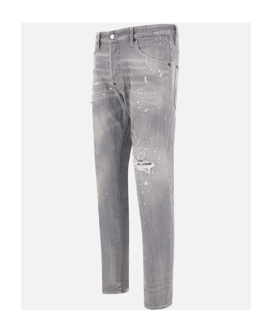 Shop Dsquared2 Distressed Paint-splatter Jeans In Gray