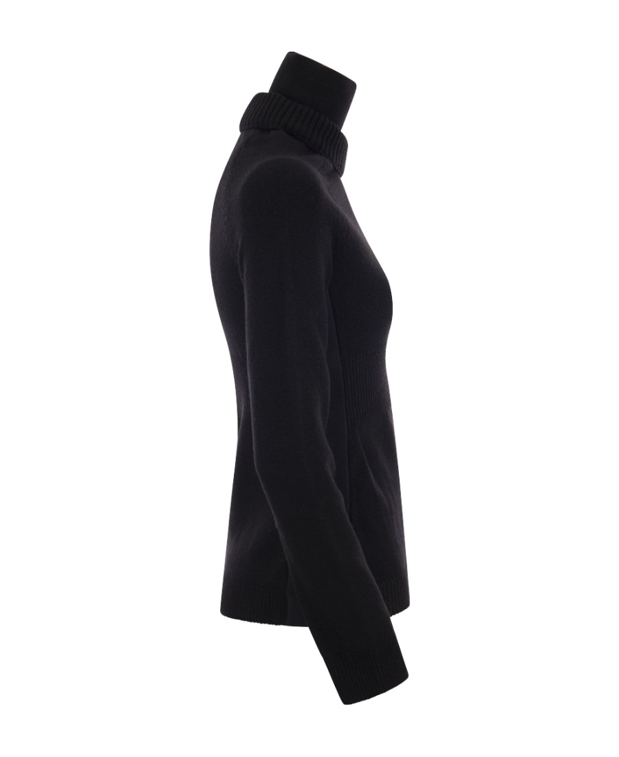 Moncler Wool Fleece Polo Neck Jumper In Black