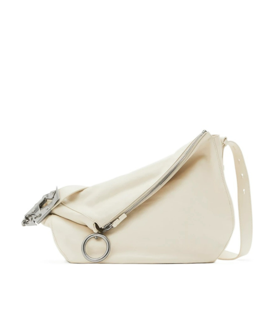Burberry Medium Knight Leather Tote Bag In White
