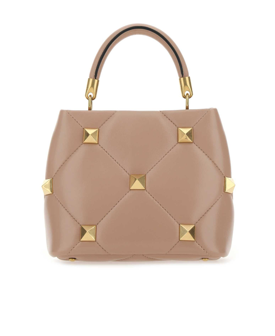 Valentino Small Roman Stud Leather Bag In Nude