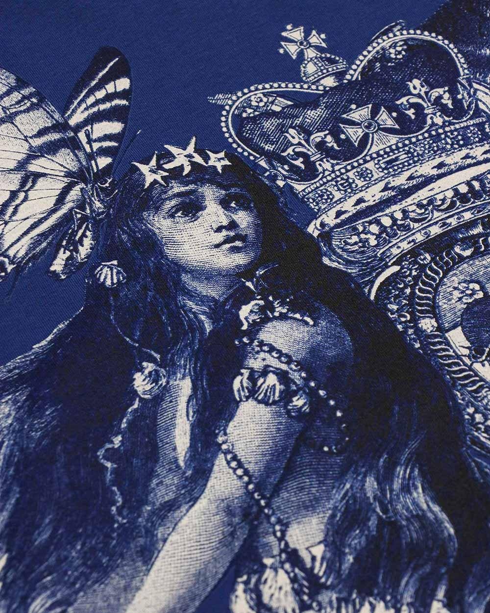 Just Cavalli Printed T-shirt With Round Neck In Blue