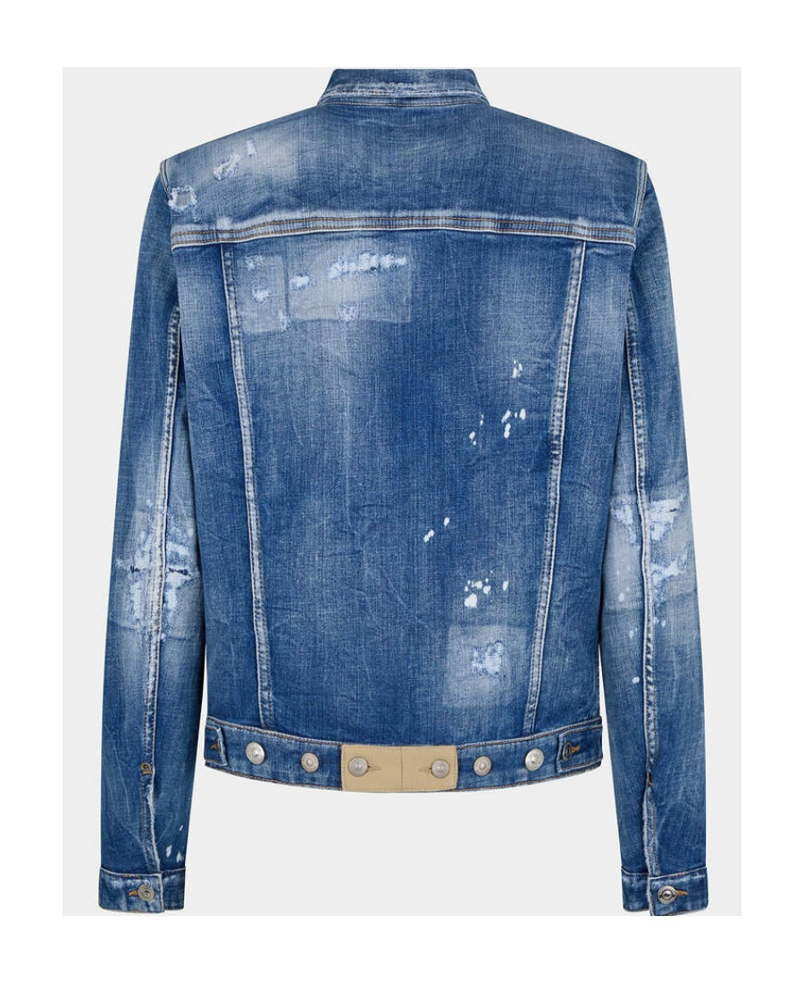 Dsquared2 Dan Distressed Buttoned Denim Jacket In Blue