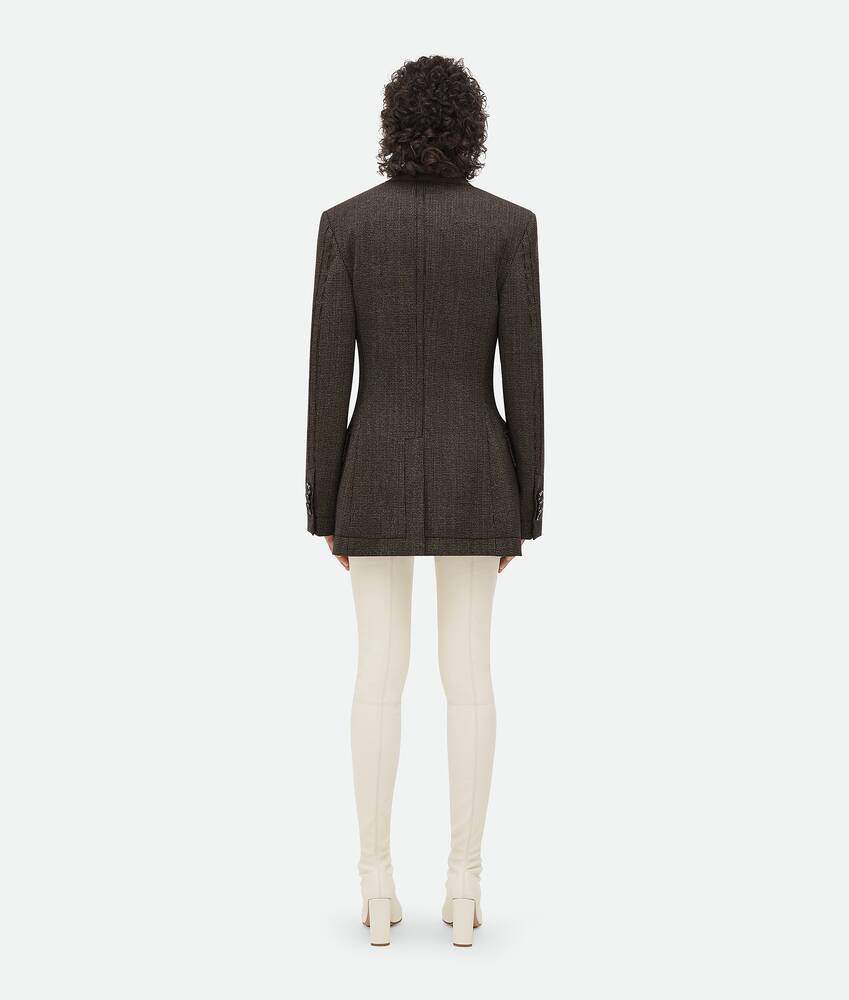 Shop Bottega Veneta Houndstooth Wool Jacket With Label In Black