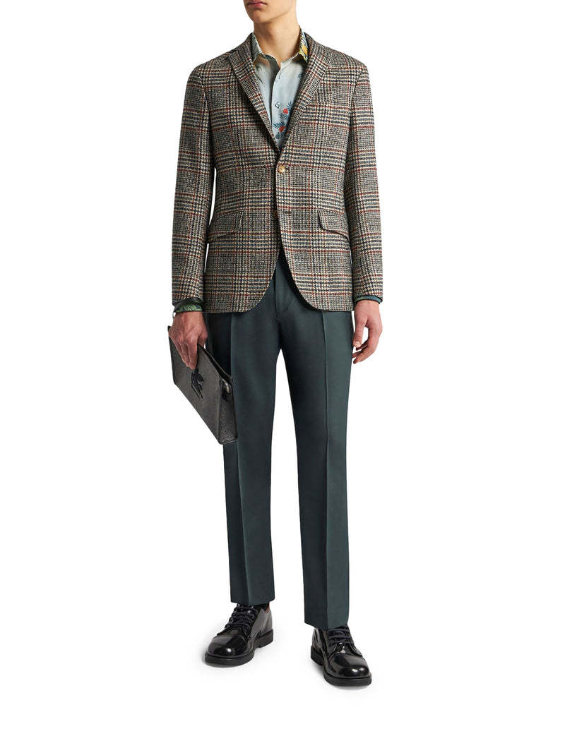 Etro Blazer In Beige Linen And Cotton Blend Men In Multicolor