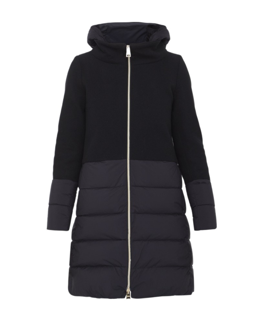Herno Mix Fabric Medium Jacket In Black