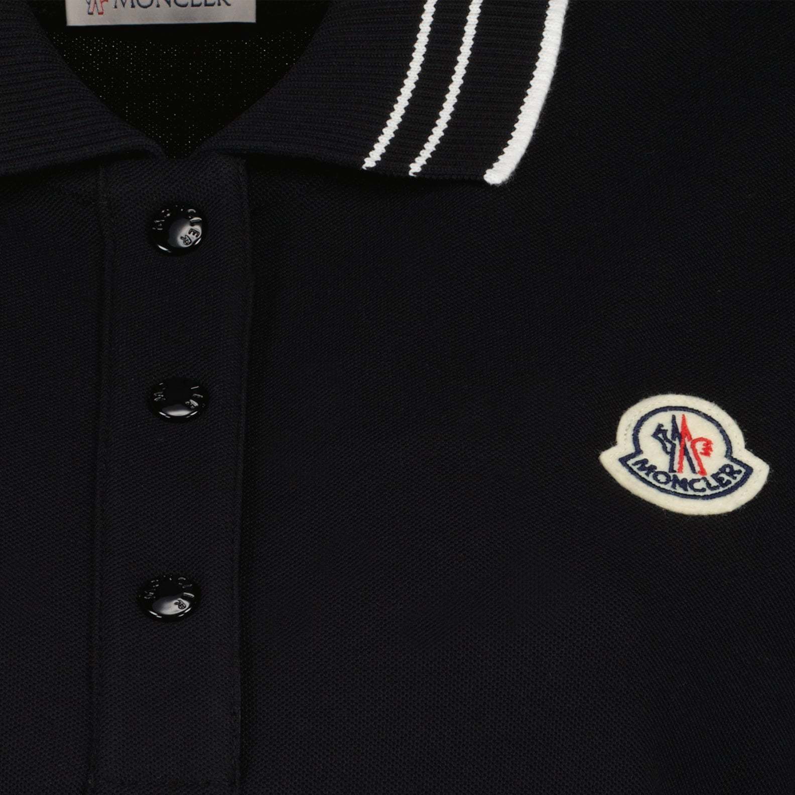 Moncler Logo-patch Cotton Polo Shirt In Black