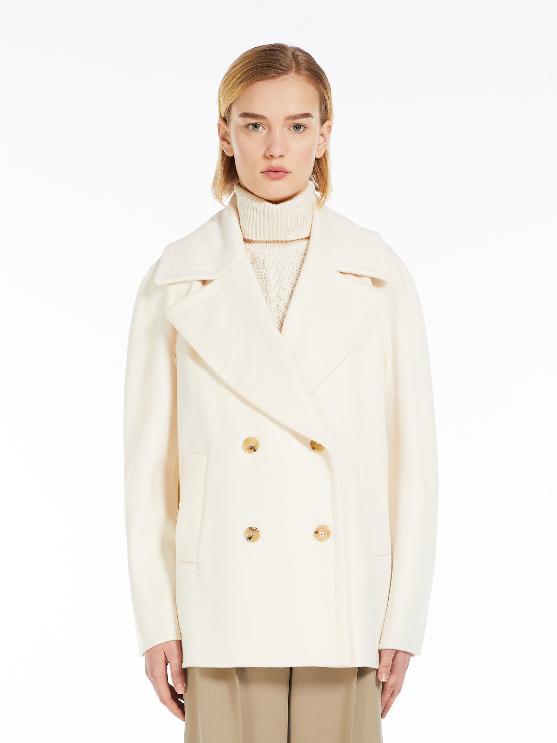 Max Mara Wool Cashmere Double-breasted Coat In White