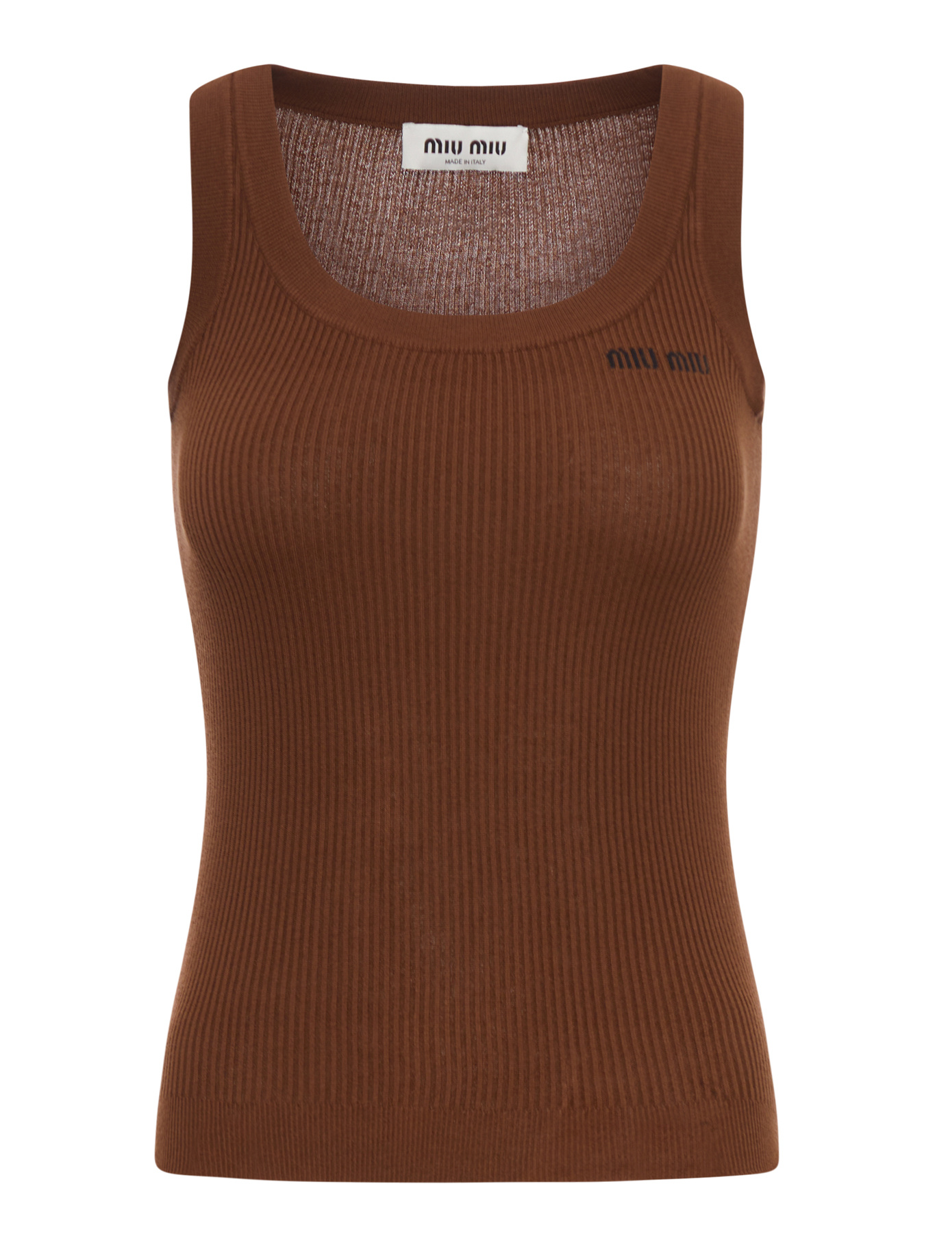 Miu Miu Sleeveless Vest In Brown