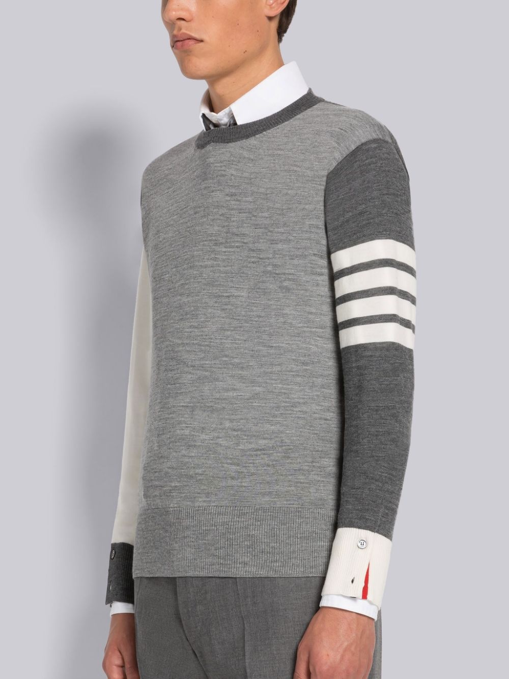 THOM BROWNE CONTRAST-PANEL JUMPER