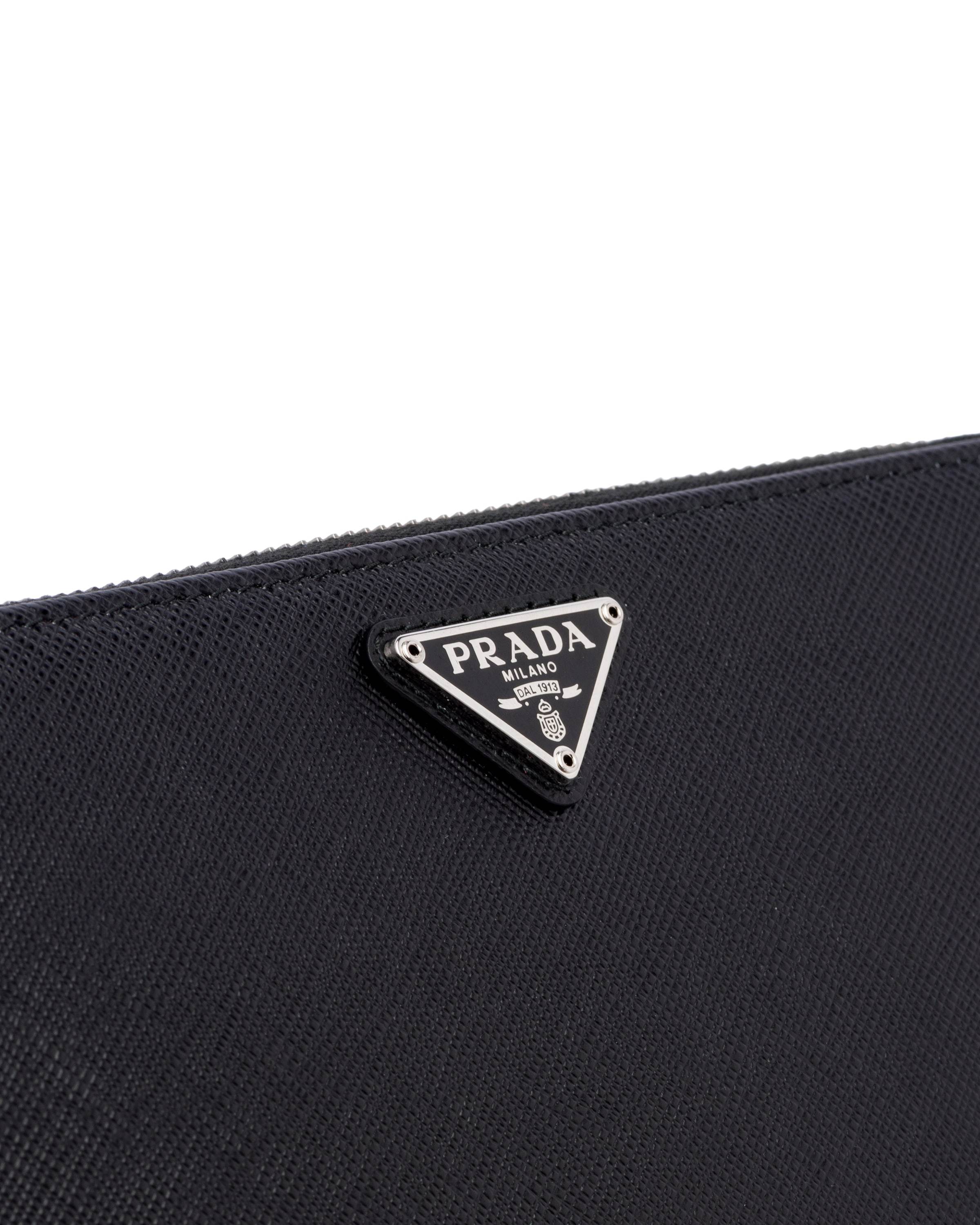Prada Saffiano Zip Wallet In Black