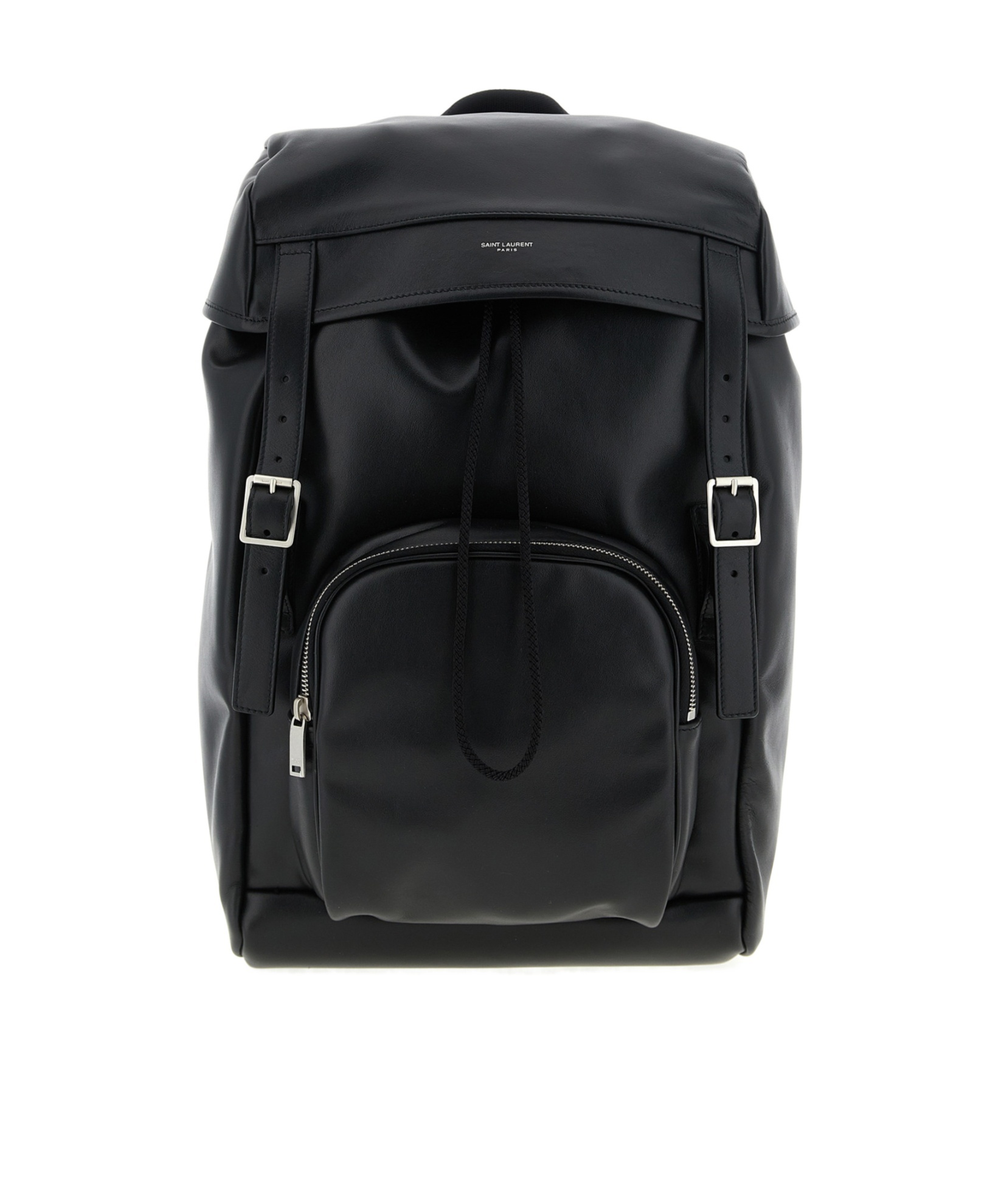 Saint Laurent Versatile Leather Backpack Featuring Zip Pocket In Black
