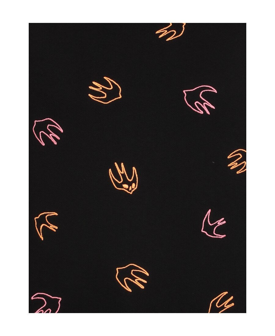 Mcq By Alexander Mcqueen Black Swallow Embroidered Hooded Sweater In Black