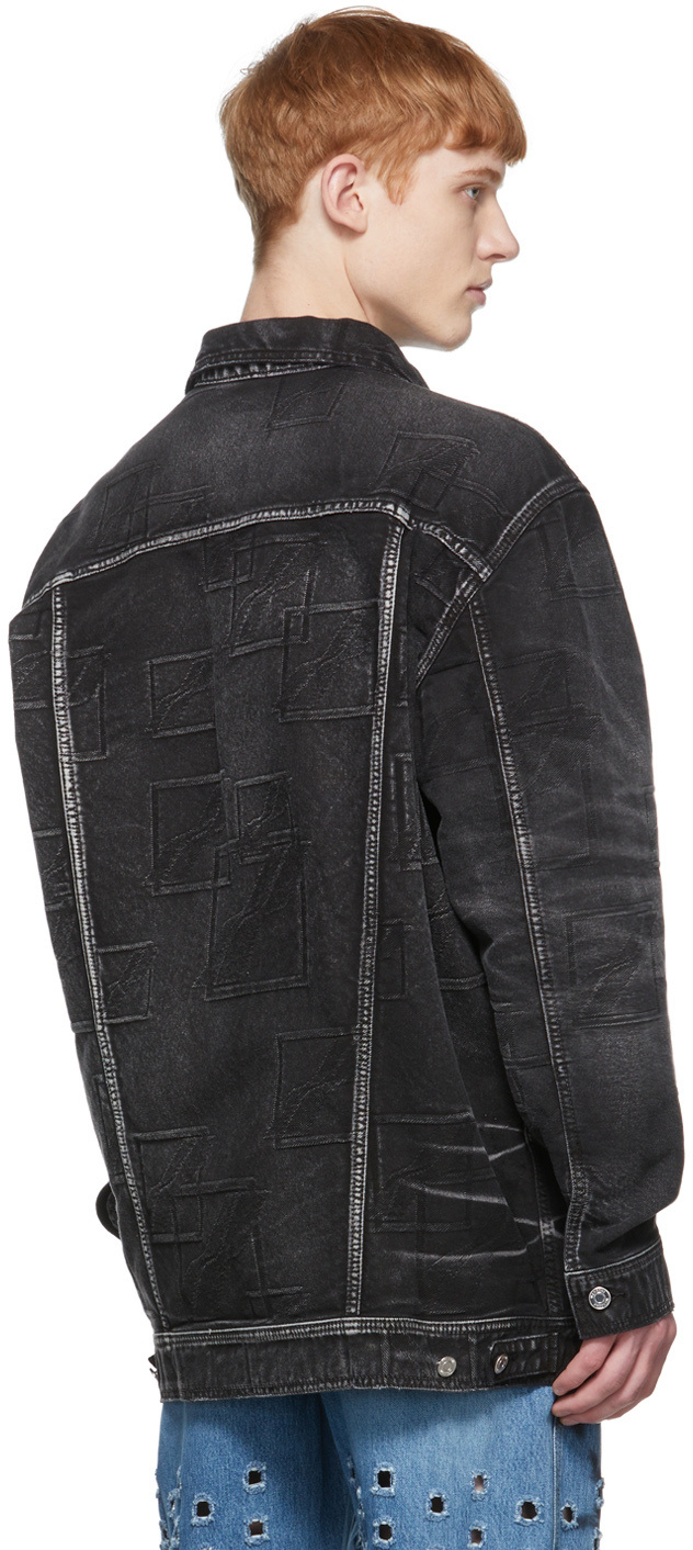 We11 Done Logo-patch Denim Jacket In Black