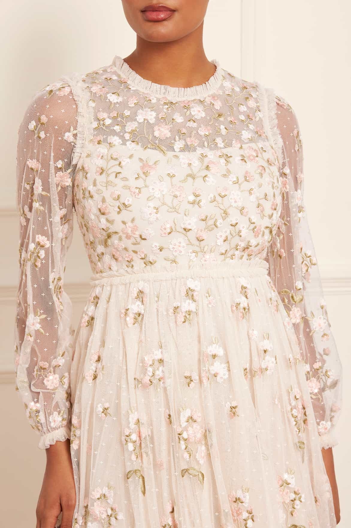 NEEDLE & THREAD POSY FLORAL-EMBROIDERED GOWN 