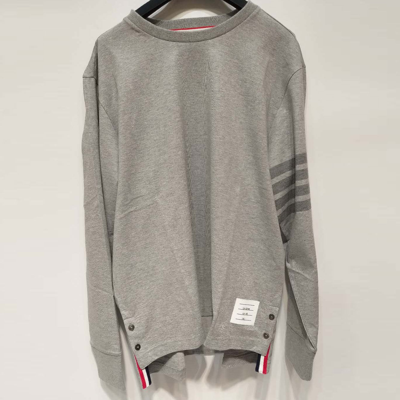 Thom Browne 4-bar Long-sleeve T-shirt In Gray