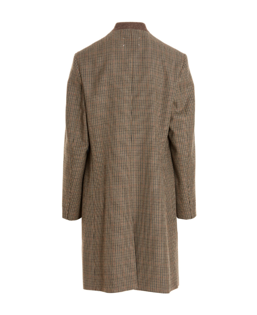 Maison Margiela Houndstooth-pattern Single-breasted Coat In Brown