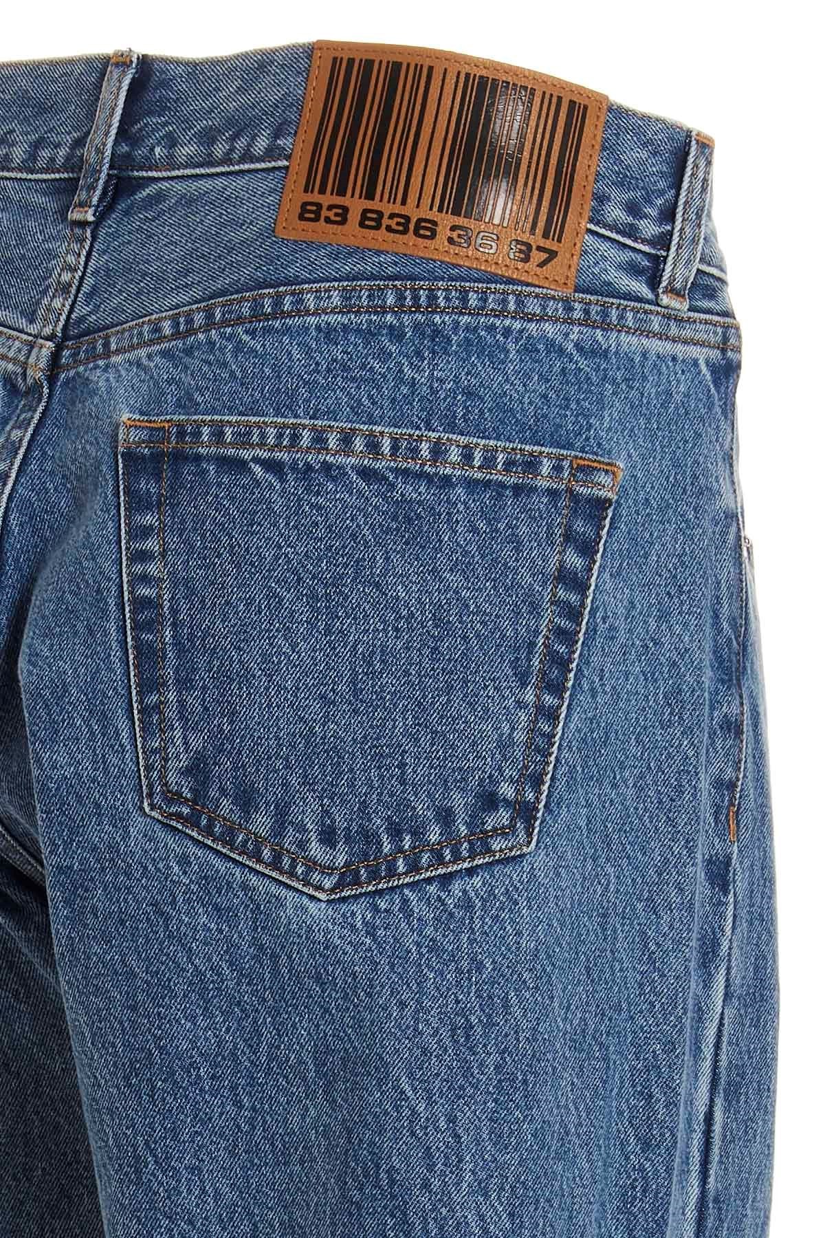 Shop Vtmnts High-waisted Cotton Jeans In Blue