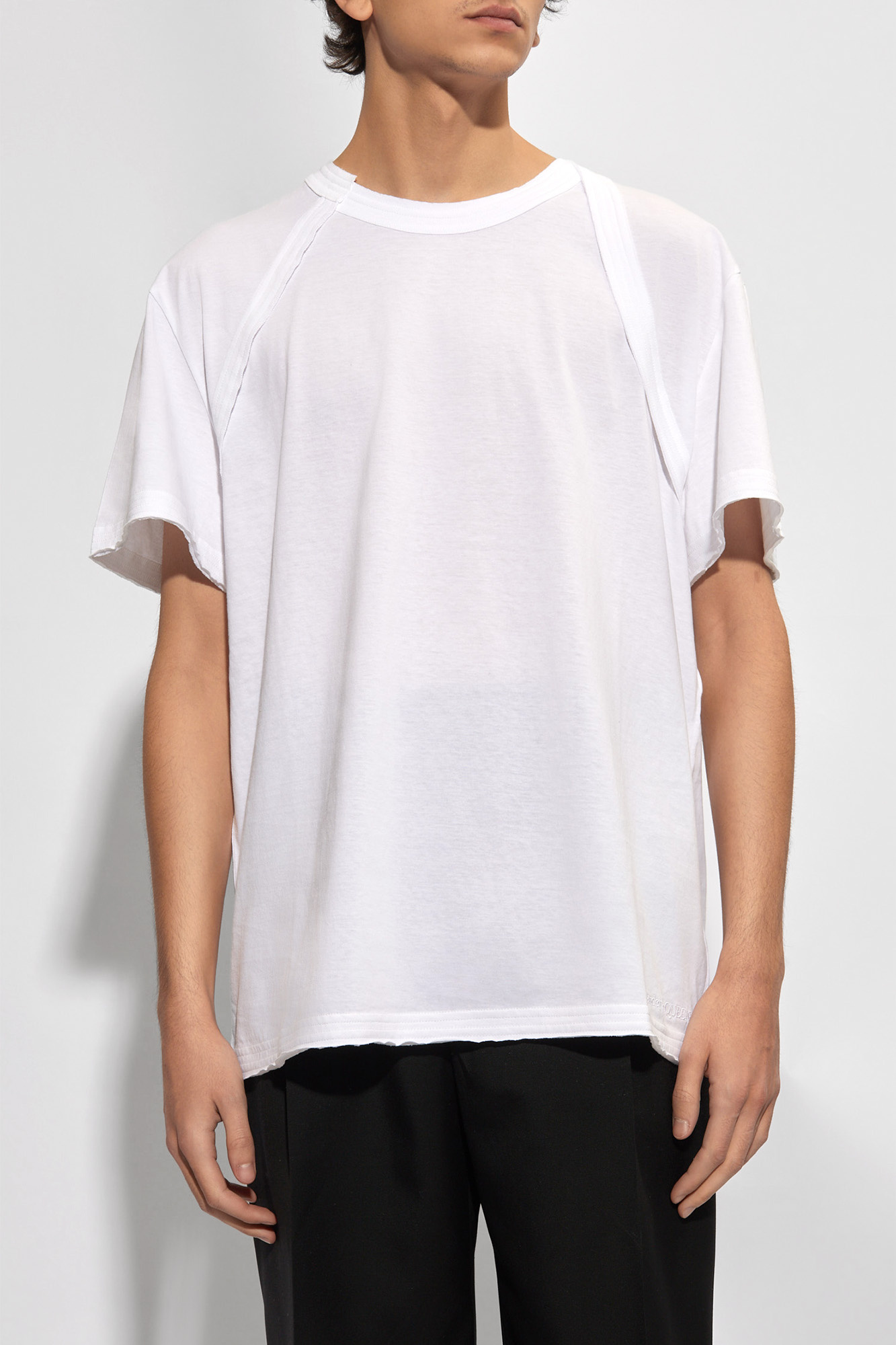 Shop Alexander Mcqueen Harness-effect Cotton T-shirt In White