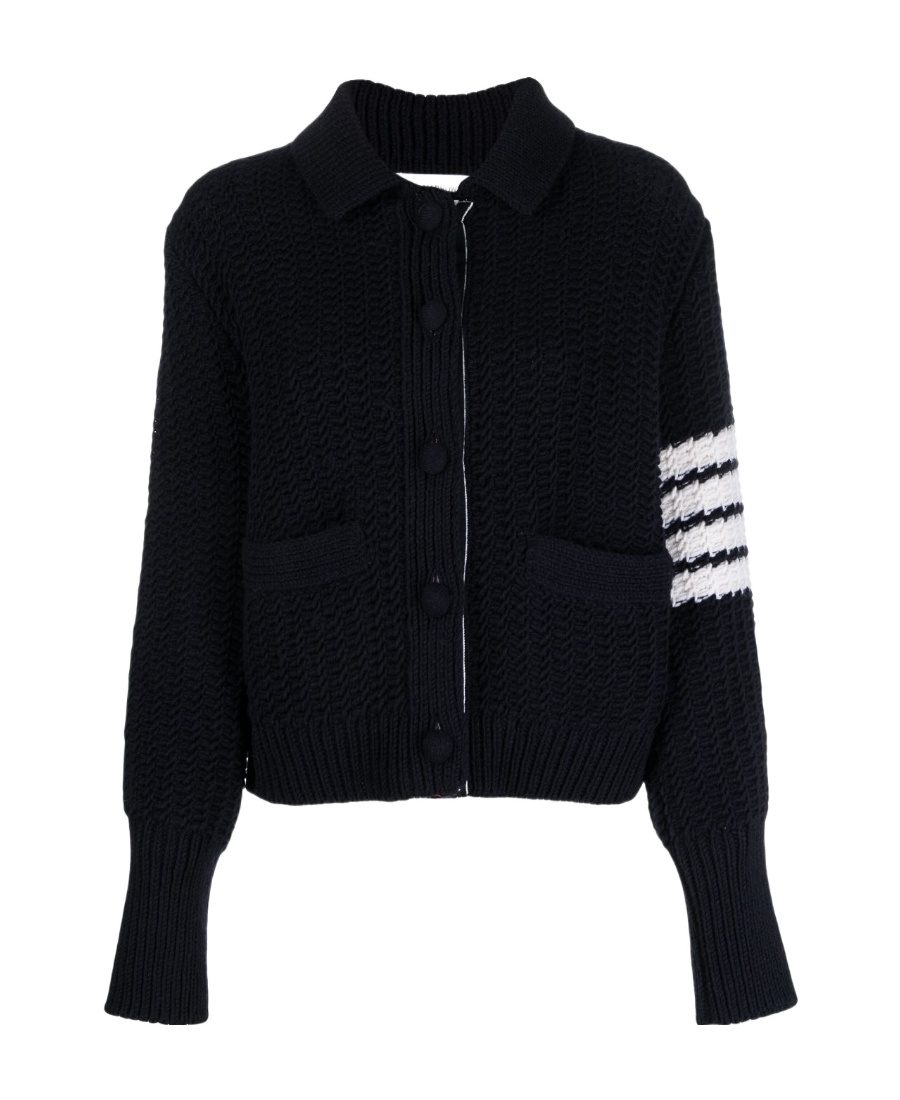 Thom Browne Chunky-knit Merino-wool Cardigan In Navy Blue