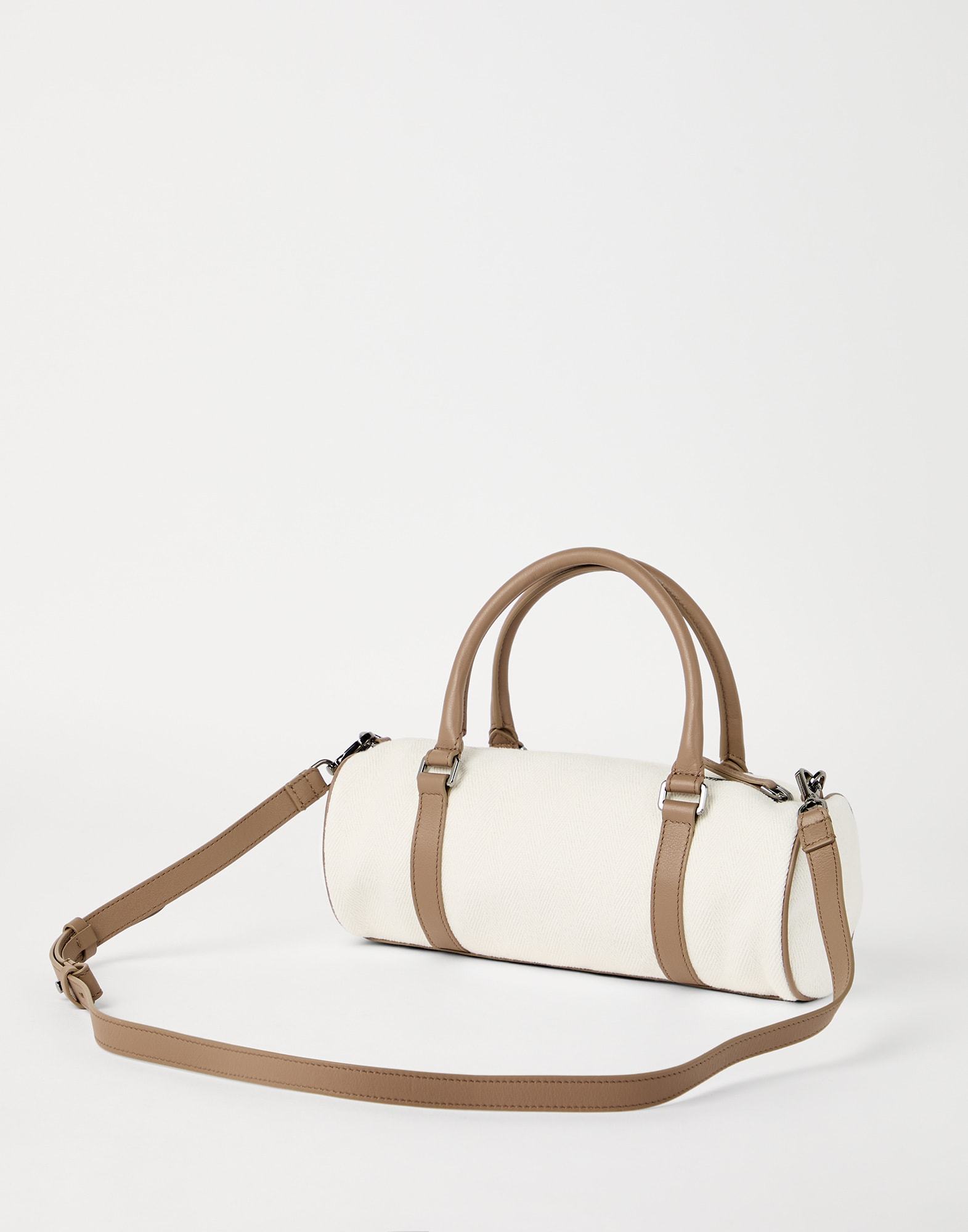 Brunello Cucinelli Barrel Tote Bag In White